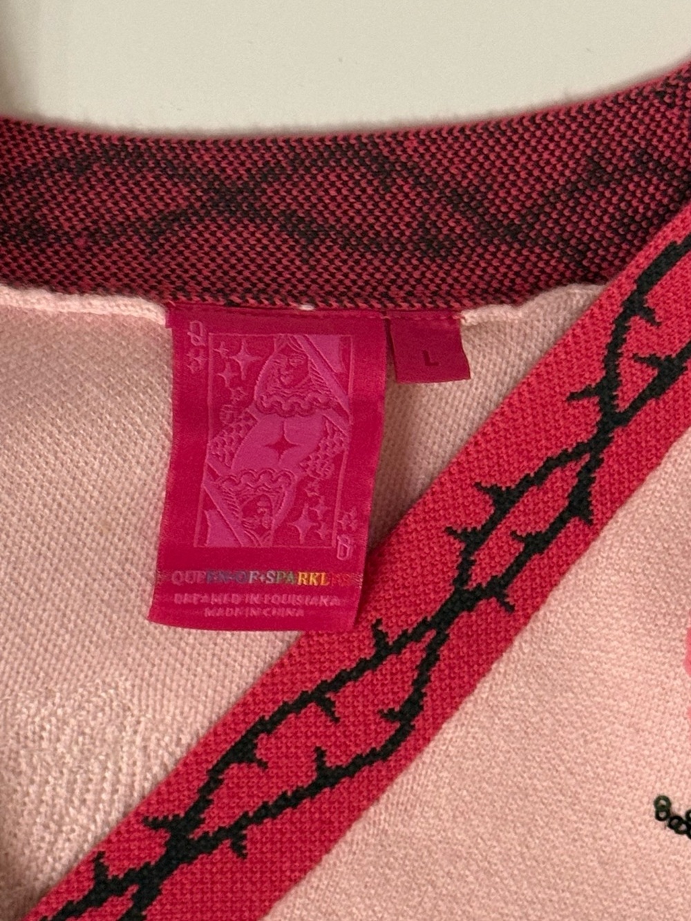 QUEEN OF SPARKLES Long Stem Roses Pink Floral Button Cardigan - Picture 12 of 12